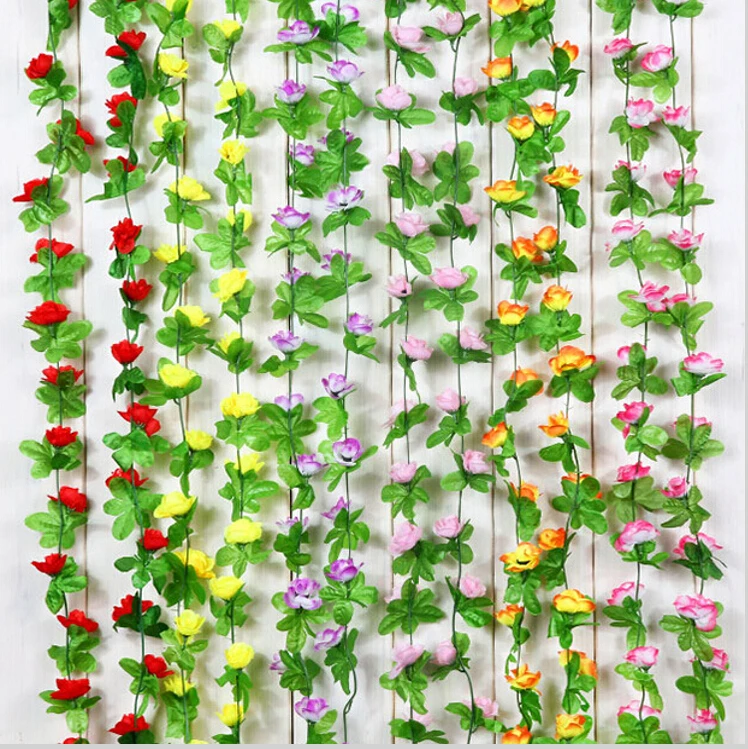 

2.5 m Extra Long Artificial Rose Flower Vine Wisteria Garland Home Room Air-conditioning Ducts Hanging Ornament Wedding Decor