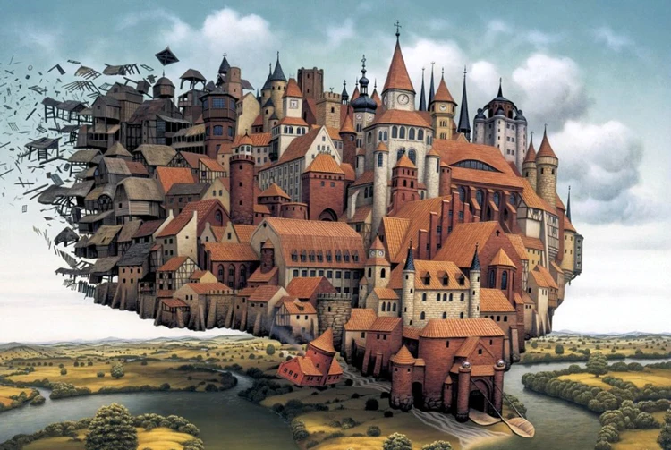 

1000 pieces The wooden puzzles Flying Castle jigsaw puzzle white card adult children's educational toys