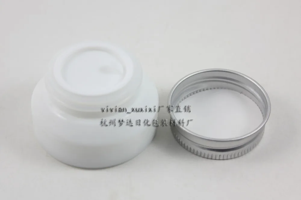 50g white glass cream jar with silver aluminum lid, 50g cosmetic jar,packing for mask or eye cream,50g glass bottle