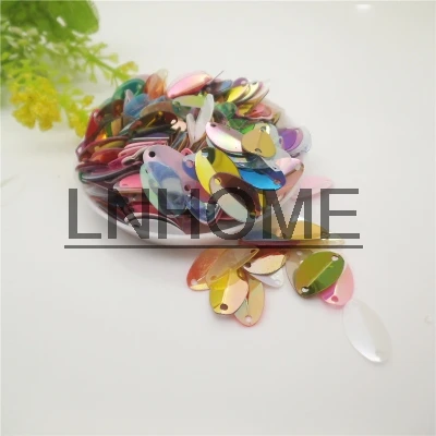 1000pcs 8*13mm Cup Oval Folded Sequins Horse Eyes Shape For Crafts Paillettes Wedding Sewing Accessories Mix AB Colors Spangles