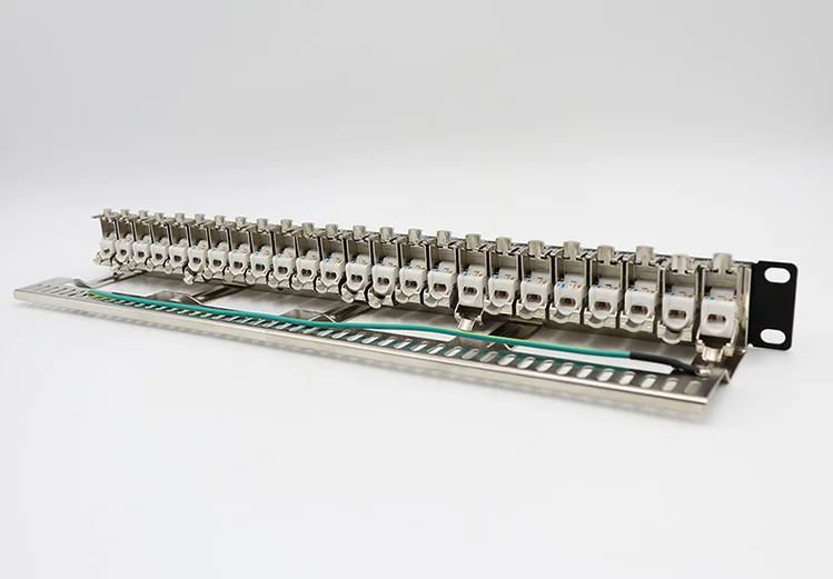 Cat7 Cat6A Patch Panel Modular - 24 Ports - 1U - Screen - For Keystone Modules - 19 Inch  Rack - Black (+ 24pcs  RJ45 Assembly)
