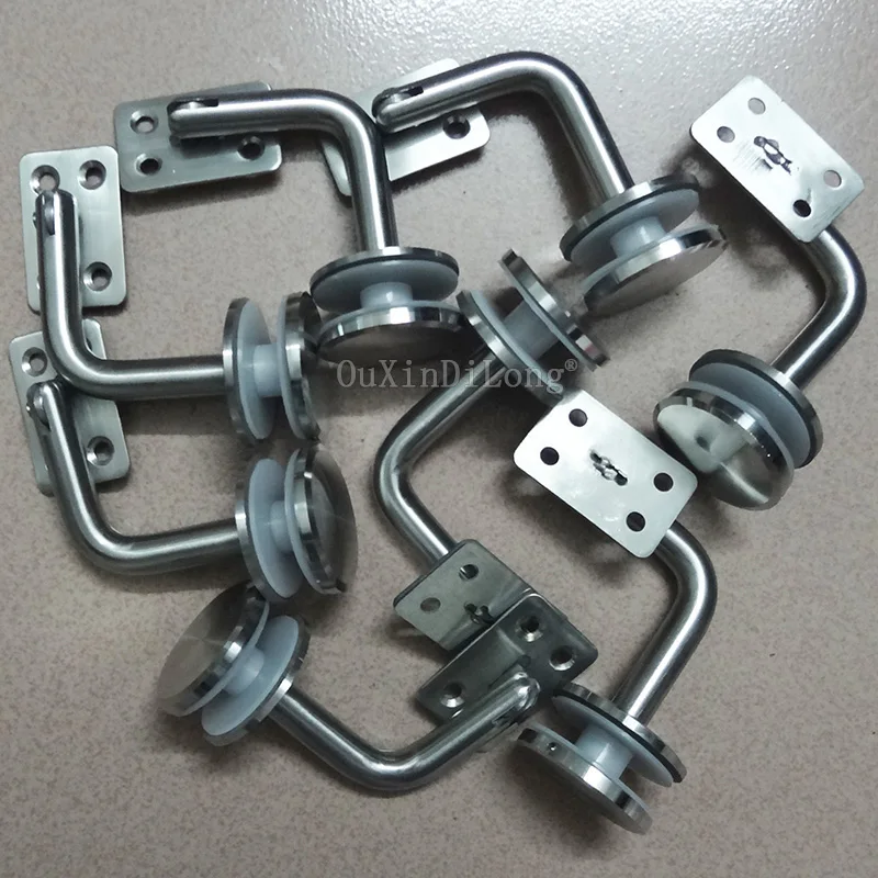 Wholesale 100PCS 60*60mm Brushed Stainless Steel Handrail Brackets 10-16MM Glass Mounted Hand Rail Bracket Adjustable