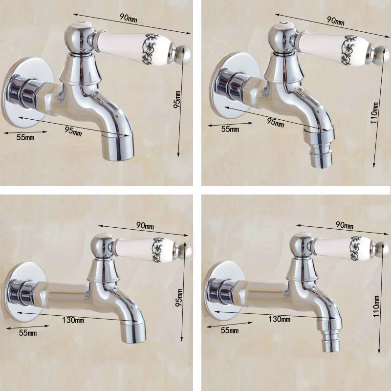 Polished Chrome Wall Mounted Garden Washing Machine Water Tap Faucet Brass Mop Pool Sink Faucet Water Tap KD086