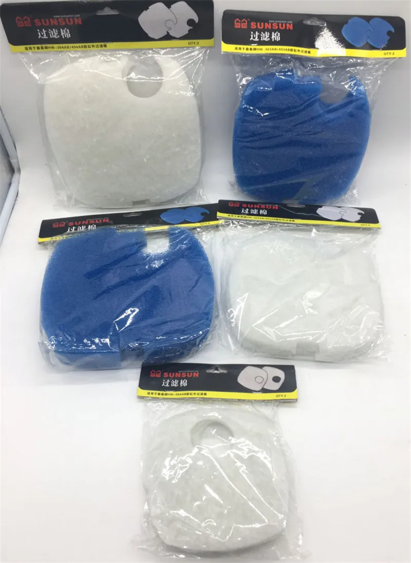 2Pcs/Lot Reusable Aquarium Filter Media Pads Sponge Replacement for SUNSUN GRECH HW-302 303AB HW-304 HW404B