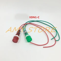 Lámpara de señal piloto, luz roja y verde con Cable largo de 220 pulgadas, 10mm, XDN1-C, AC 380V, 6,3 V, 24VDC, 7,7 V, 10 Uds.