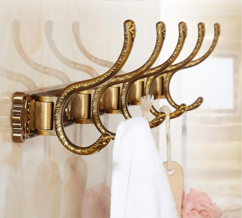Antique Bronze 4-7 Carved Towel Hooks Wall Mounted Aluminum Robe Hooks,Brief Clothes Hook,Towel Holder,Bathroom hook