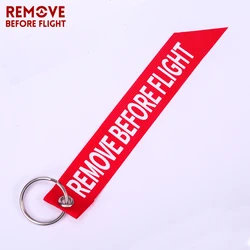 Remove Before Flight Streamer Key Chain Chaveiro Red Print Keychain Ring for Aviation Gifts Key Ring Jewelry Soft Key Fob