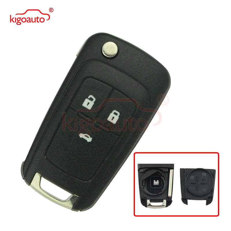 

kigoauto Flip Folding Key Shell for Chevrolet Cruze Aveo Remote Key Case replacement Keyless Fob 3 Button Uncut HU100 Blade