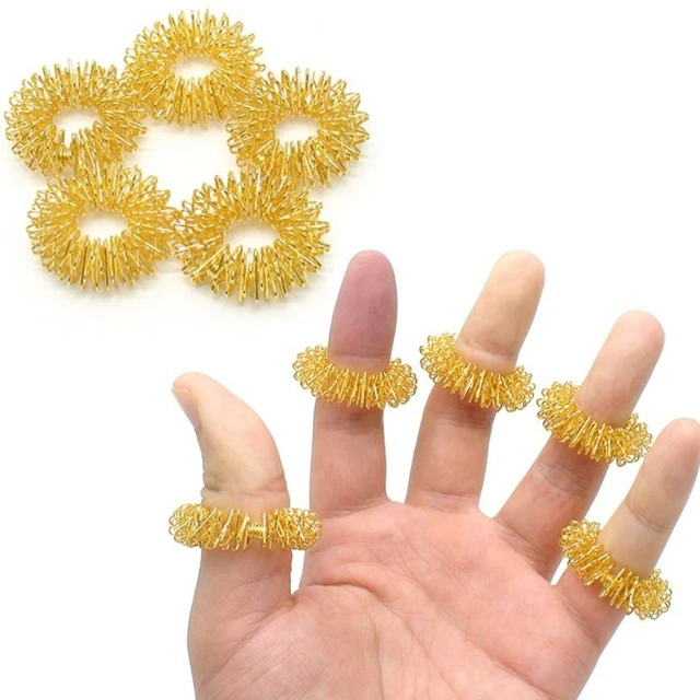 50pcs/lot Free Shipping Silver & gold Finger Massage Ring Elastic Finger Acupuncture Massager Circle Body Massage Health Care