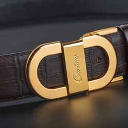 Ciartuar Leather Belts for Men Genuine Leather Belt Mens Luxury Designer Belt Waist Gold Wedding belts Metal Casual Black belt