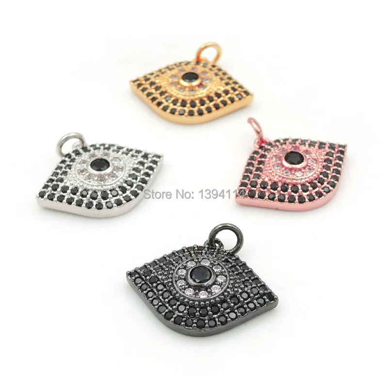 

21*16*4mm Micro Pave Clear&Black CZ Eye Charm Fit For Making DIY Bracelets Or Necklaces Jewelry