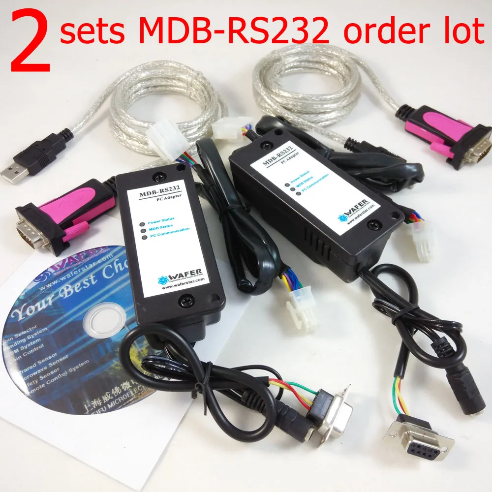 2pcs MDB-RS232 Support  mdb cashless device,coin validator,bill acceptor and SDK pc program software source code included