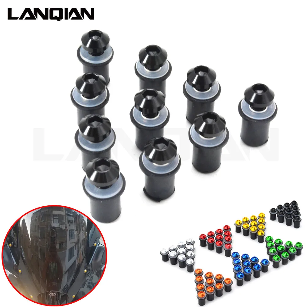 

10pcs M5 5mm Windscreen Bolts Rubber Well Nuts Kit Motor Windshield Screw Mounting Bolts For BMW/Honda/Yamaha/Suzuki/Kawasaki