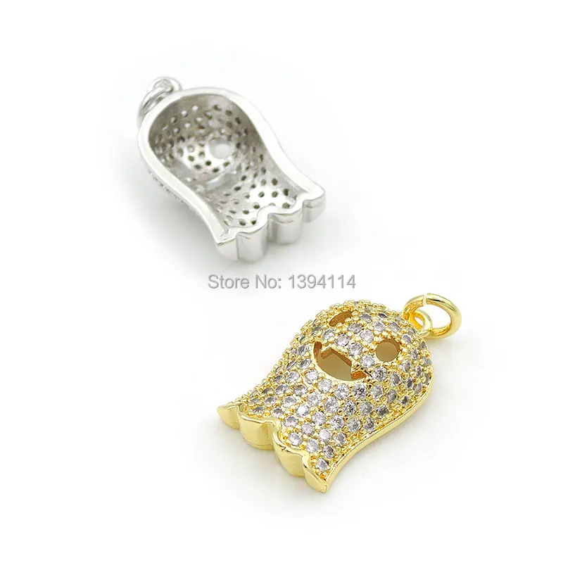 18*12*5mm Micro Pave Clear CZ Smile Ghost Charm Fit For Making DIY Bracelets Or Necklaces Jewelry