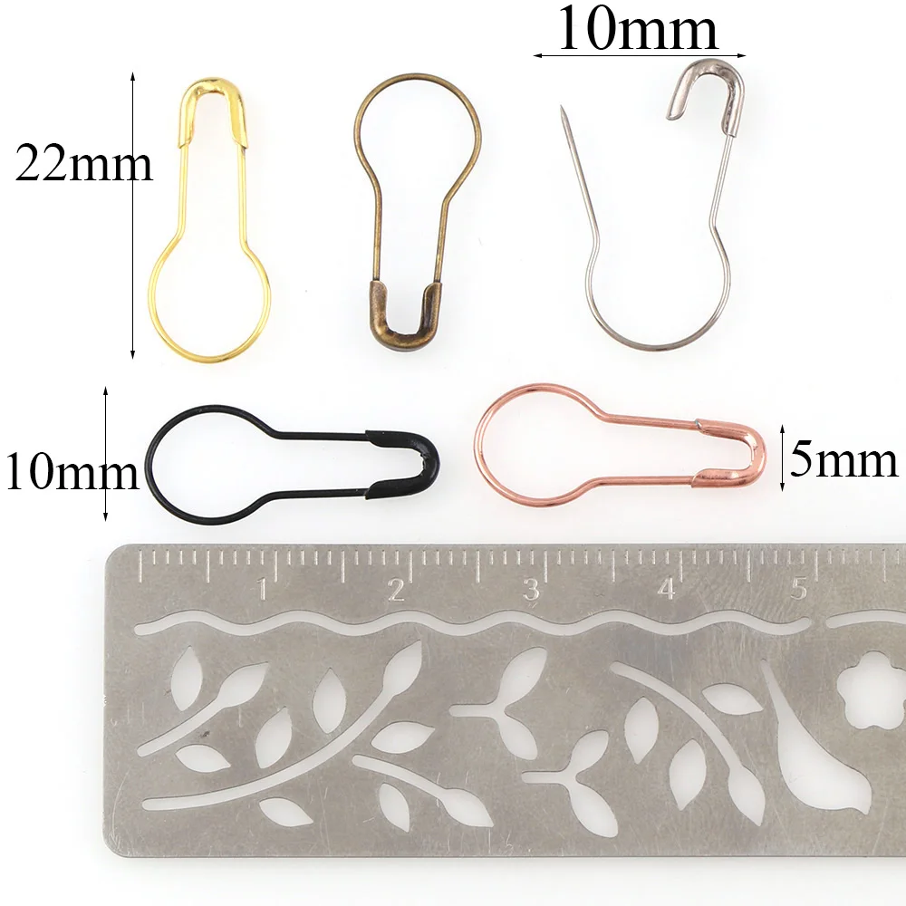 100Pcs Metal Pins Calabash Gourd Pear Shape Safety Metal Clips Knitting Stitch Marker Tag Hangtag Pins Fastener Craft DIY