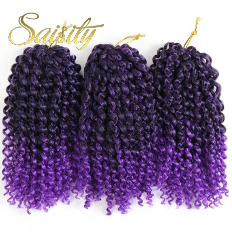 Saisity – tresses synthétiques Marlybob ombré 8 pouces, 3 pièces/paquet, Extensions capillaires Afro crépues au Crochet, 90 g/paquet