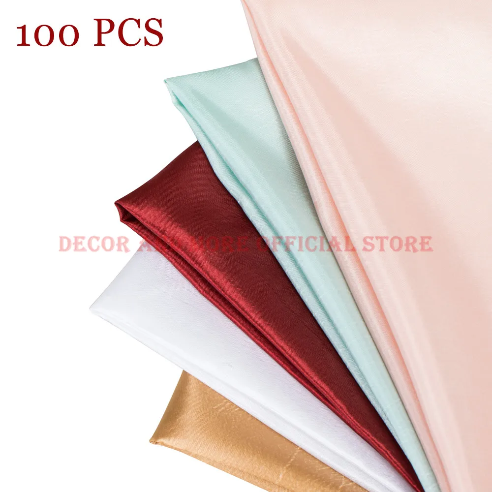 

100PCS 18Inch Polyester Solid Satin Table Napkins Decor Hotel Party Wedding Napkin Red Blue Gold White Dinner Cloth 45x45CM