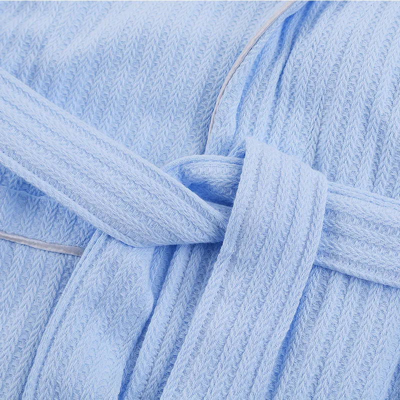 100% Pure Cotton Plain Color Bathrobe Robe Unisex Plus Size Pajamas Sauna Clothes Home Dressing Gown Waffle Nightshirt Sleepwear