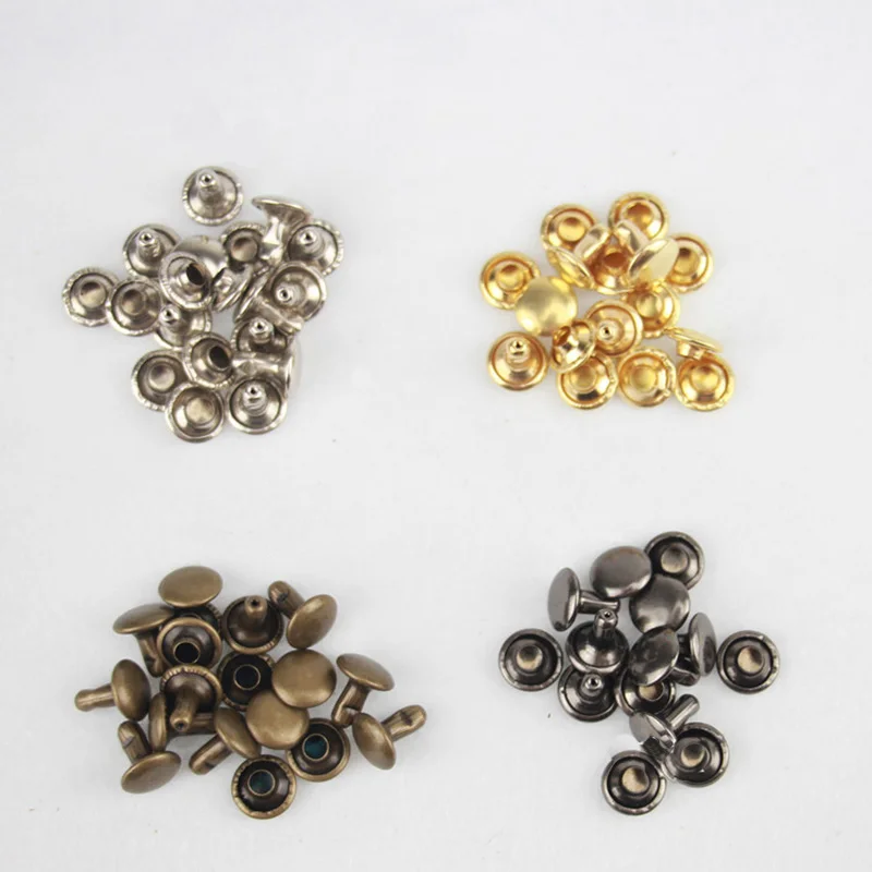 Metal Rapid Rivet for Leather Craft, Double Cap, Stud, Belt, Wallet, Bag, Clothes, Decor, DIY Repair Nail, 4 Colors, 100Set