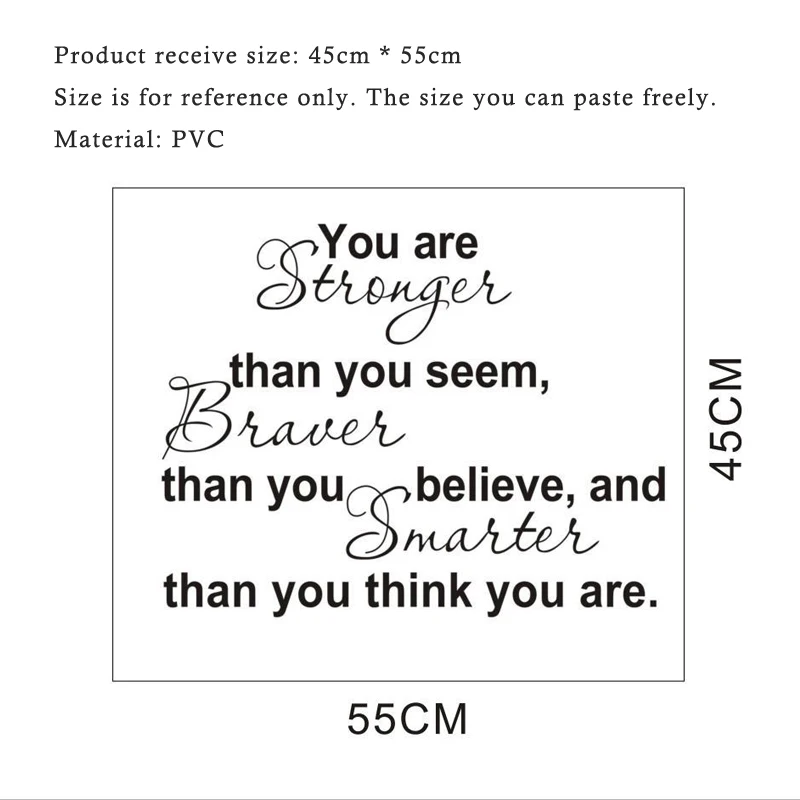 You Are Stronger English Proverbs wall sticker for Bedroom living room home decoration Decals art wallpaper Removable stickers