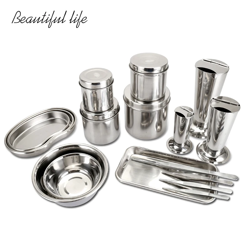 Dental surgery tools care box medical instrument 304 stainless steel disinfection care tray alcohol cylinder cotton cylinder