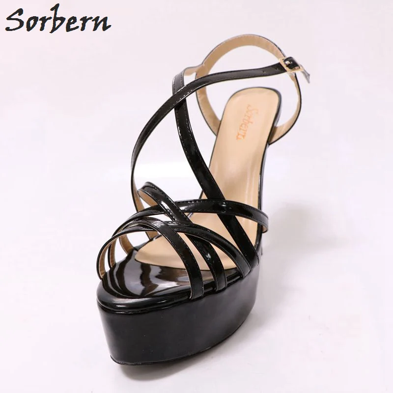 Sorbern Sexy Thin High Heels Straps Women Sandals Platform Stilettos Heels Gladiator Sandals Women Summer Size 45 Custom Colors