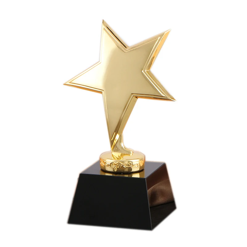 

Free Custom Engraving Black Crystal Base and Golden Metal Raising Star Awards Corporation Event Crystal Home Decoration