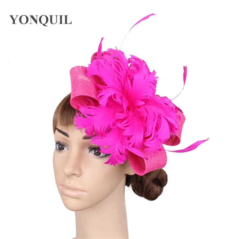 

Ivory Feather Flower Women Chic Fascinator Hat With Bow Ladies Wedding Hair Accessories Wedding Party Floral Headband Hair Combs