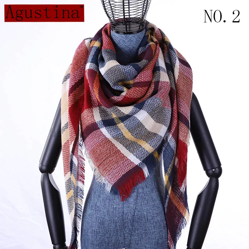 women Plaid scarf winter cashmere tartans scarf shawl poncho triangle scarfs luxury capes pashmina ladies scarves womens shaws