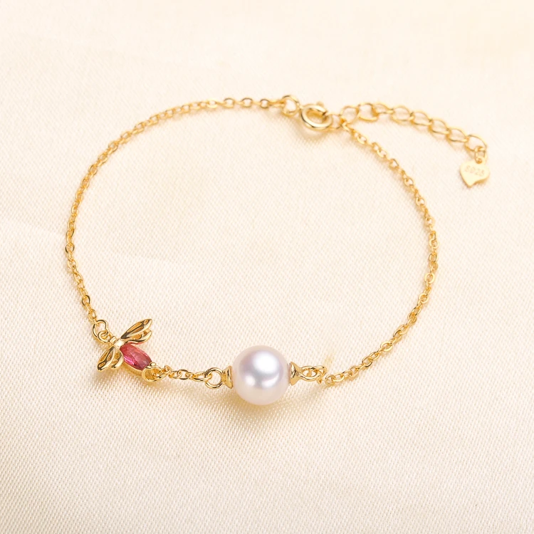 Pink Bee Design Pearl Bracelet Holder S925 Sterling Silver Bracelet Findings&Components Silver&Gold Color 3Pieces/Lot