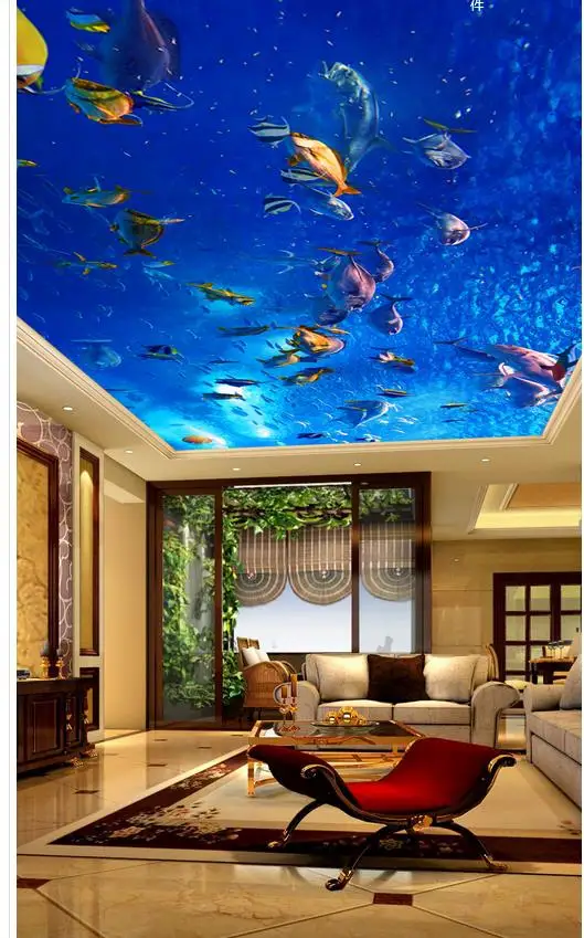 

Underwater world of tropical fish Ceiling murals wallpaper Home Decoration 3d wallpaper living room Wall Decoration