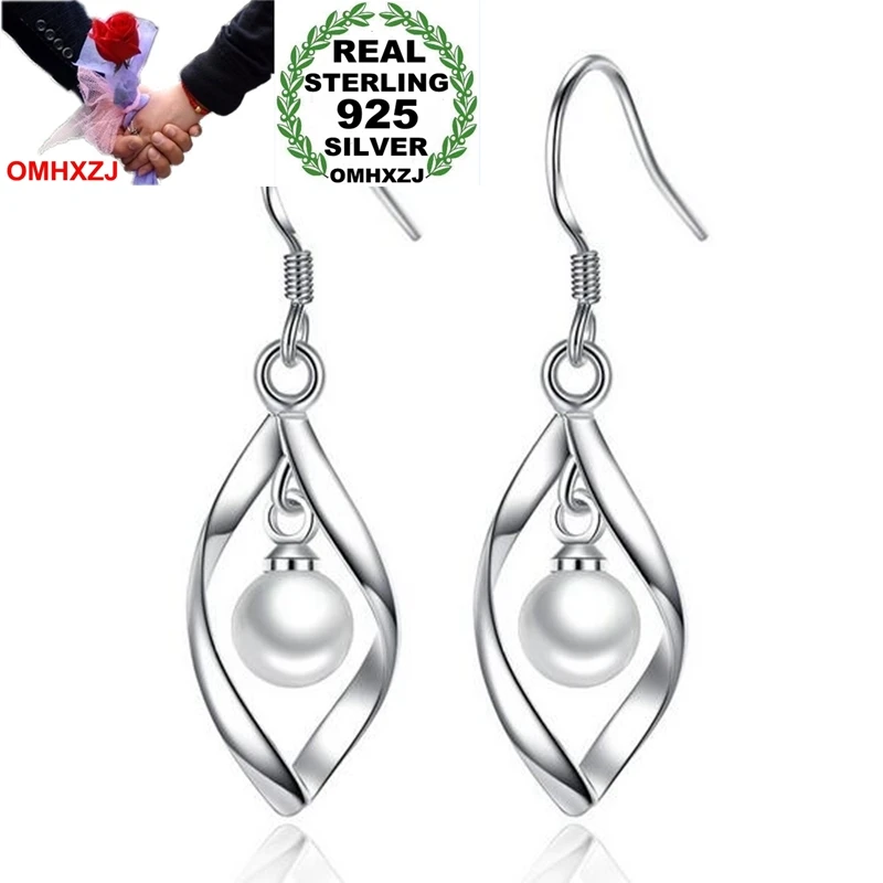 OMH Wholesale Jewelry Simple fashion joker star for Woman gifts Rotary love Pearl 6mm 925 Sterling Silver drop Earrings YS194