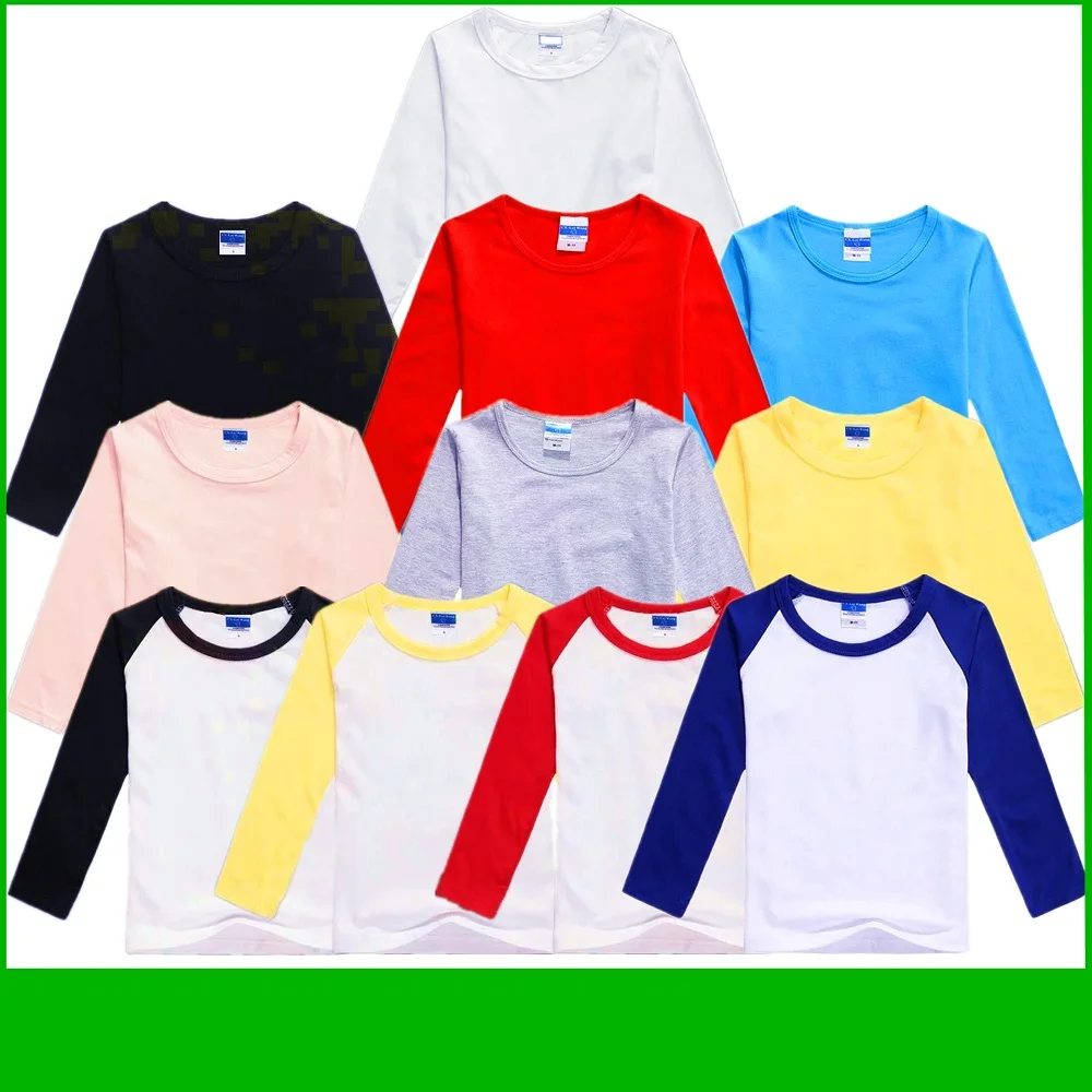 Customized Baby Boys T-Shirts Long Sleeve Solid Print Children Tees Shirt Autumn 100% Cotton LOGO Girl Tops Personalized T Shirt image 2