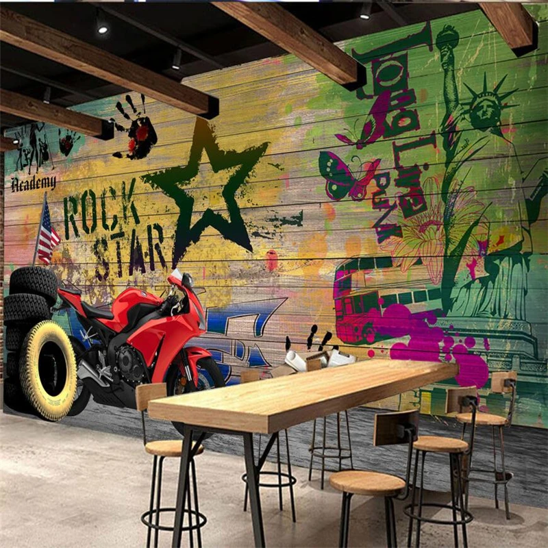 wellyu papel parede  Custom wallpaper Modern street art motorcycle graffiti backdrop wall photo wallpaper papier peint