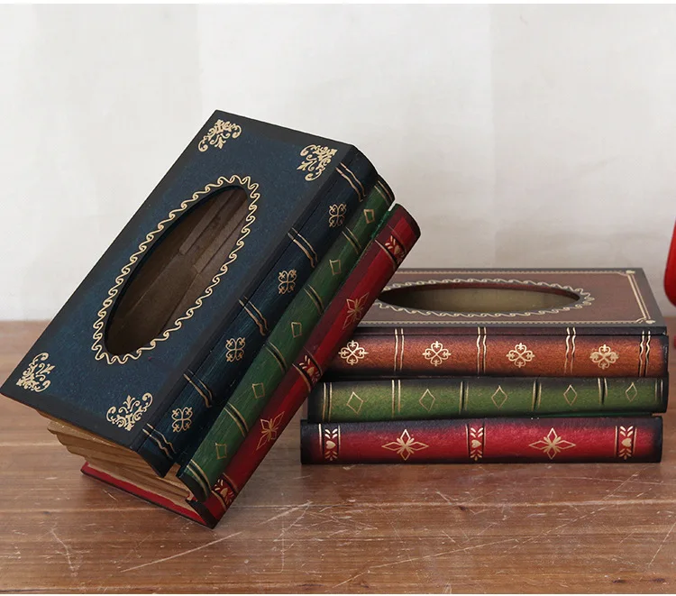 1PC New Retro Continental Books Tissue Box Cassic Book Shape Home Decoration Tissue box ME 015