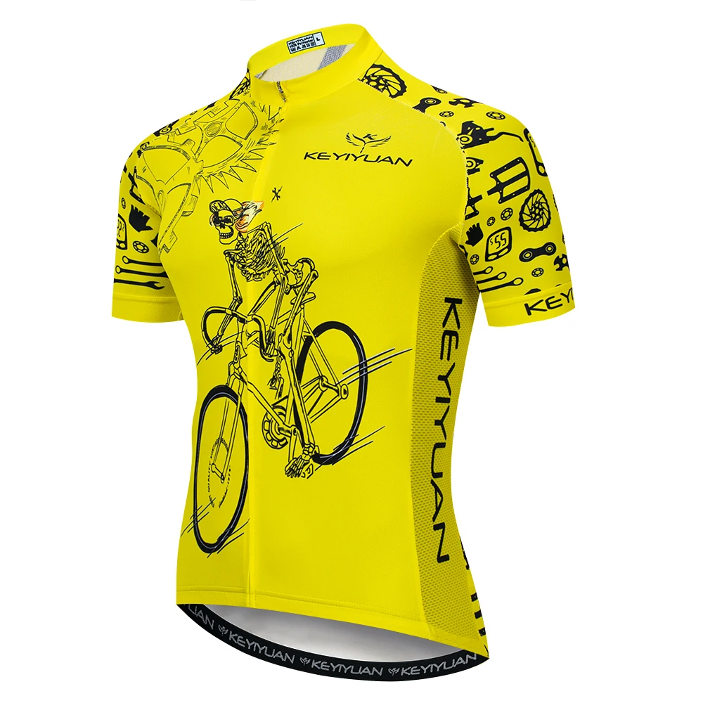 Keyiyuan Men\'s Cycling Jersey Yellow Short Sleeve Top