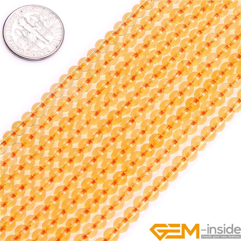 Yellow Citrines Round Loose Beads For Jewelry Making Strand 15\