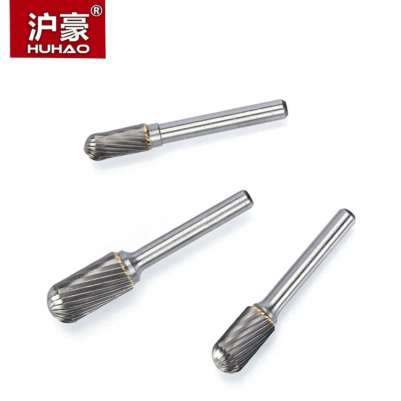 HUHAO 1pc 6mm Shank Tungsten Steel Cutter Metal Grinding Carving Rotary File Cylindrical Router Bit For Metal Polishing C Type