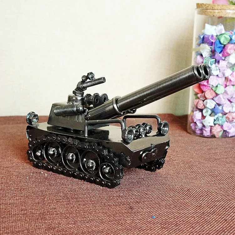 BOLAFYNIA Iron double gun tank model toy children toy for Christmas birthday gift crafts