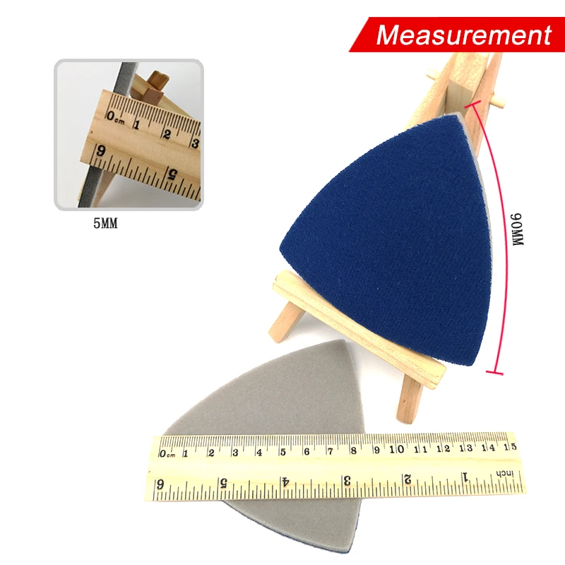 Disco de lijado de esponja de flocado triangular, papel de lija de 90x90x90MM, herramientas abrasivas de grano 300-3000, para pulir y esmerilar, 12 Uds.