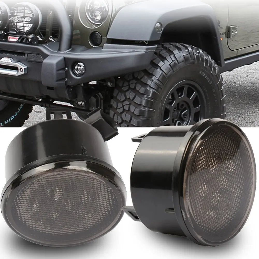 LED Amber Round Front Lights & Side Marker Parking Lamp Fender Flares Turn Signal Auto Accessories for Jeep Wrangler JK Off Road