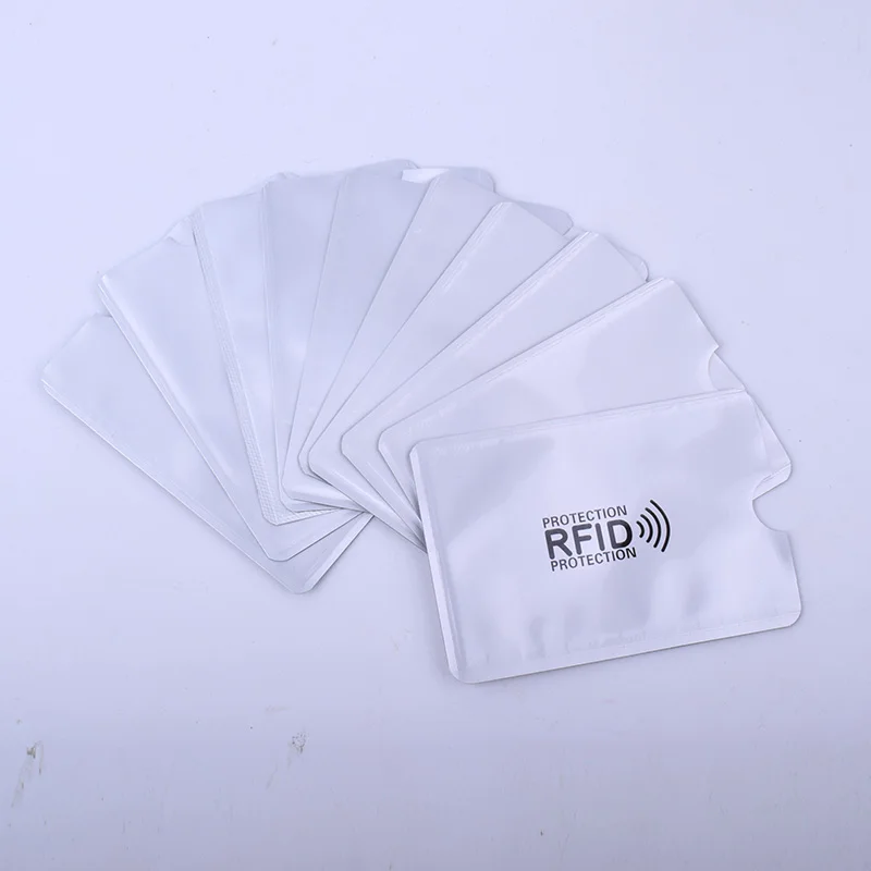 Rfid caso capa de cartão de banco 5 pçs alumínio branco anti-pirataria protetora metal cartão de identificação de crédito caso titular