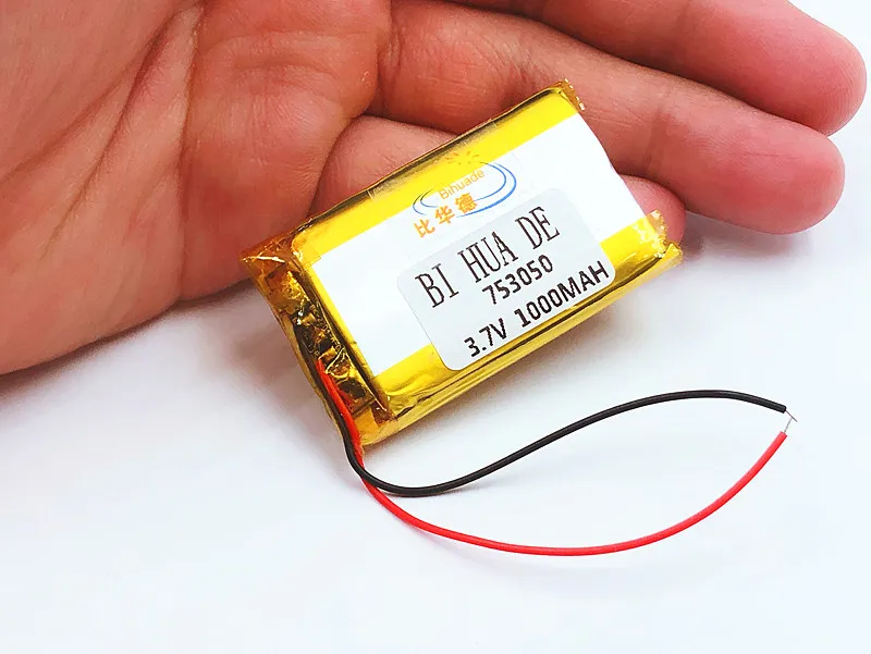 3.7V polymer lithium battery 1000mAh Rechargeable Li-ion product battery 753050 For DVD MP3 MP4 Bluetooth Speaker Tablet