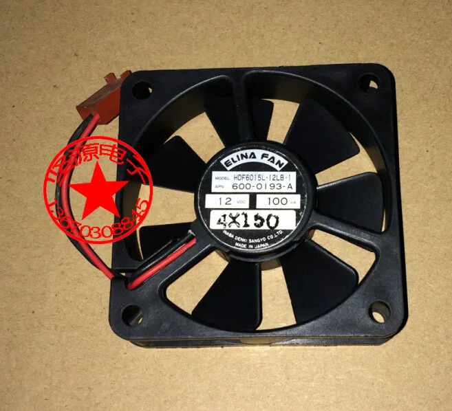 Cooler Fan ELINA 6015 HDF6015L-12LB-1 AP/N:600-0193-A DC 12V 0.1A Cooling Fan 60X60X15MM