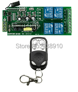 

2015 NEW AC85V~250V 110V 220V 10A relay 4Ch Wireless RF remote control light switch Transmitter+ Receiver