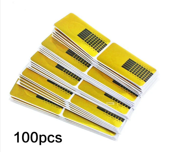 100Pcs Papier Nail Form Franse Tips Acryl Uv Gel Sticker Extension Builder Krul Vorm Polish Gids Stencil Manicure Gereedschap