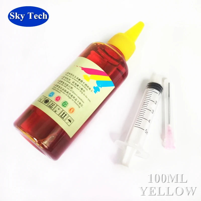 Inchiostro di ricarica di qualità per cartucce HP, inchiostro a inchiostro Dye per stampante HP Deskjet / Designjet/Photosmart. 100ML per colore.