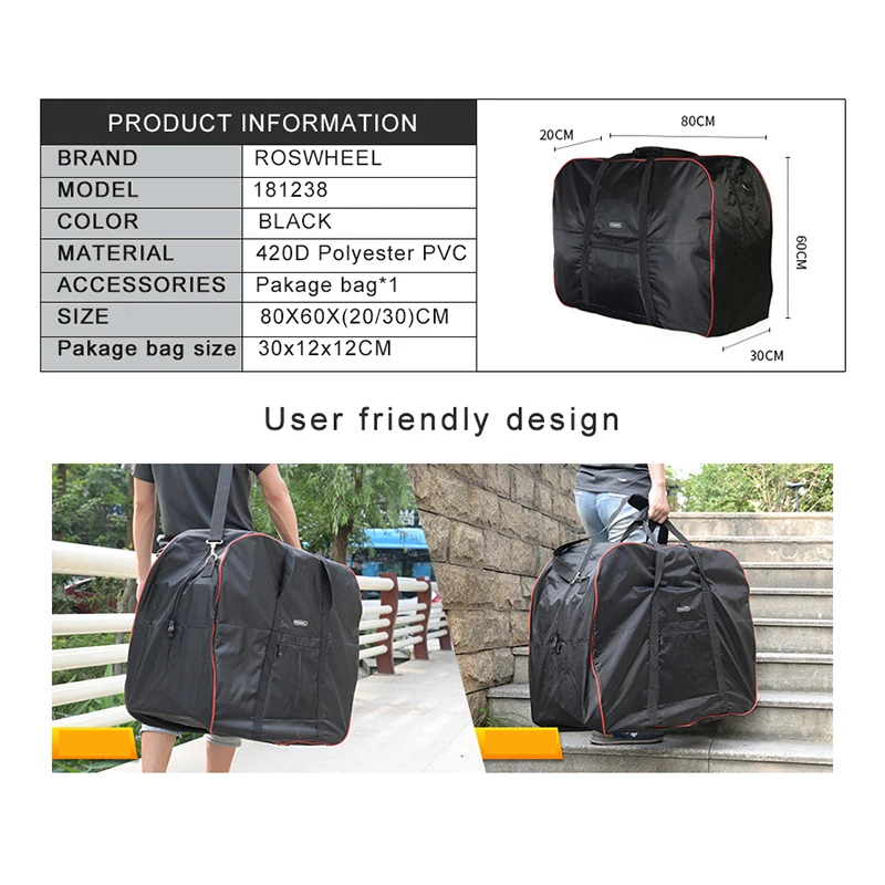 ROSWHEEL Bicycle Carrying Package Bags for 14-20 inch Cycling Road MTB Mountain Bike Single Wheel Carrier Bag Accessories