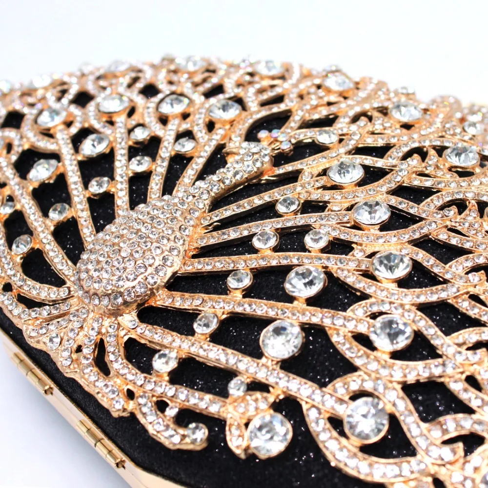 Luxury Designer Women Evening Bag Fashion Golden Metal Crystal Women Evening Bag Clutch Handbag Ladies Wedding Bridal Party Bag