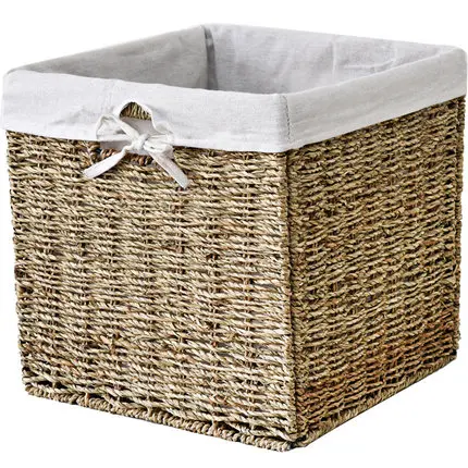 Crafts Creative Square Storage Basket Oil Straw Folding Organizer Clothing Storage Basket Non-vine Bookcase Basket